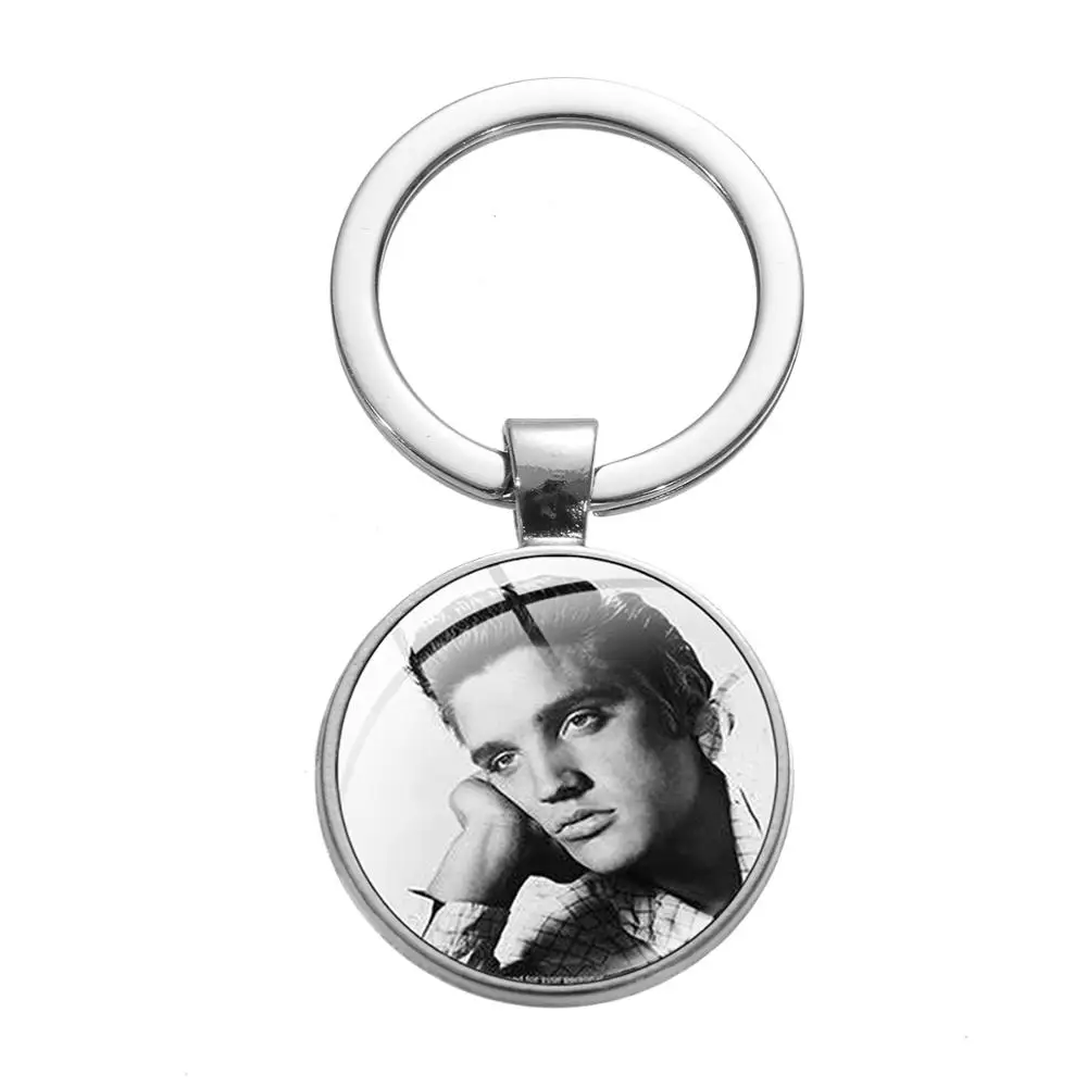 SONGDA Famous Celebrity Keychain Hand Craft Glass Surface Dome Handsome Rock Singer Portrait Pendant Keyring Chain Souvenir Gift | Украшения