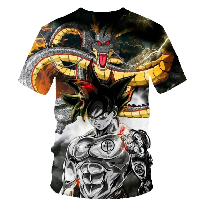 Мужские летние футболки с 3D принтом «Dragon Ball Z», «Super Saiyan Son Goku», «Black Vegeta», «Битва с драконом», Повседневная футболка, топы, футболки для детей