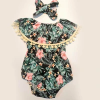 toddler infant baby girl flower romper jumpsuit bodysuit headband clothes outfit