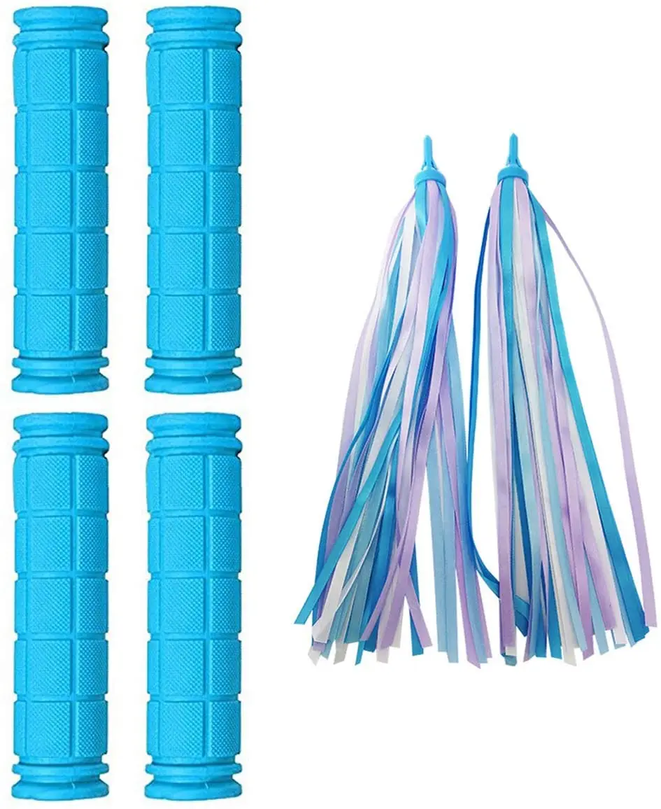 

6pcs Rubber Cycling Bicycle Grips With Tassel Ribbons Outdoor MTB Mountain Bike Handlebar Anti-Slip Strong Support Grips