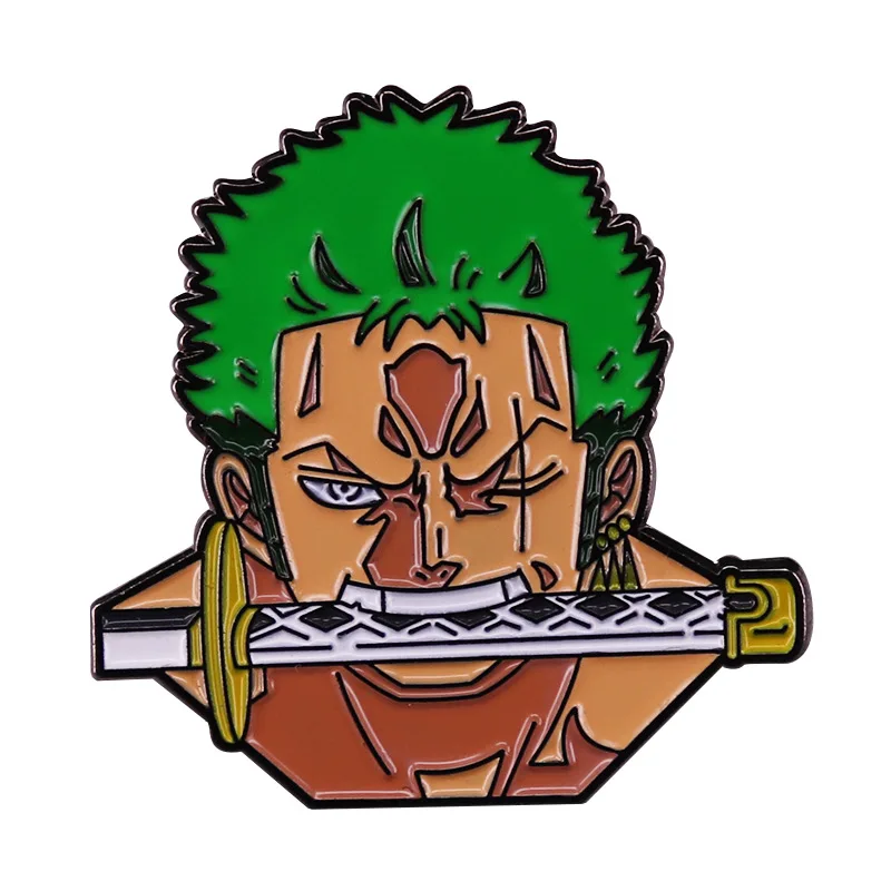 

Powerful Man Roronoa Zoro Enamel Pin Jewelry Cartoon Badge Brooch Cute Pirate Cosplay Accessory for Comic Fans NEW