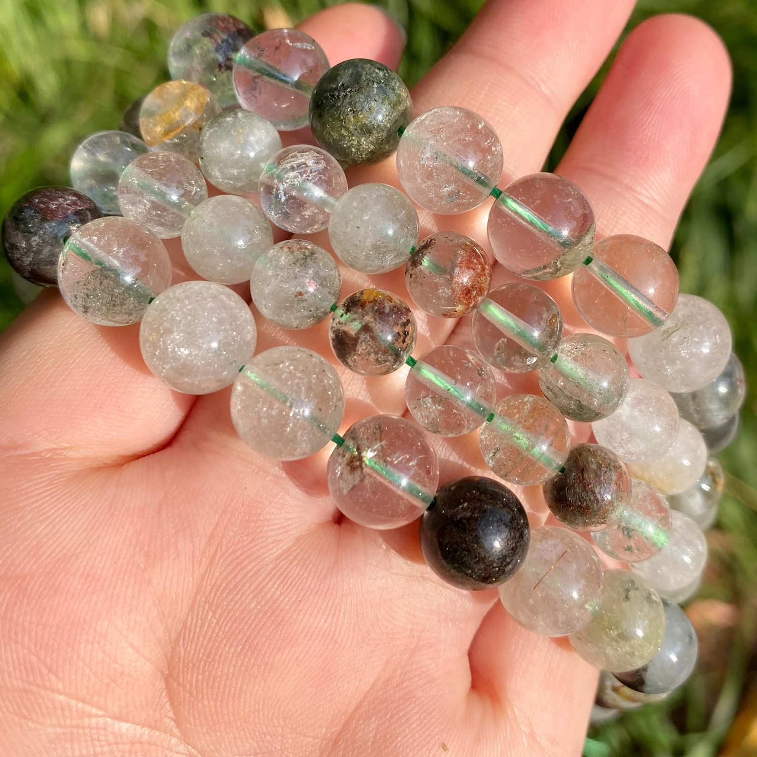 

High Quality Green Ghost Crystal Quartz Round Spacer Beads for Jewelry Making DIY Handmade Bracelet Necklace 6 8 10mm 15inch