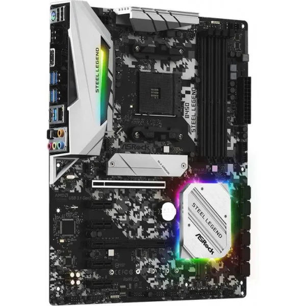 Материнская плата asrock b450 steel legend soc-am4 amd 4xddr4 atx ac`97 8ch(7.1) gblan raid+hdmi+dp | Компьютеры и