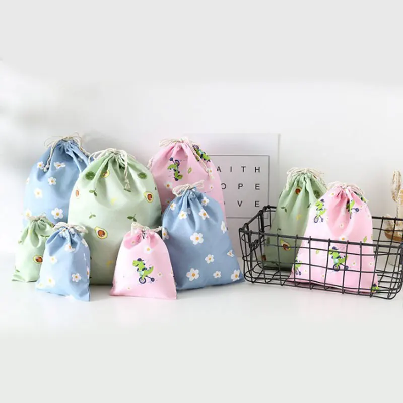 1PC Drawstring Bag Women Polyester Cotton Pouch Cute Flower Avocado Print With Girls Gift Storage Bags | Багаж и сумки