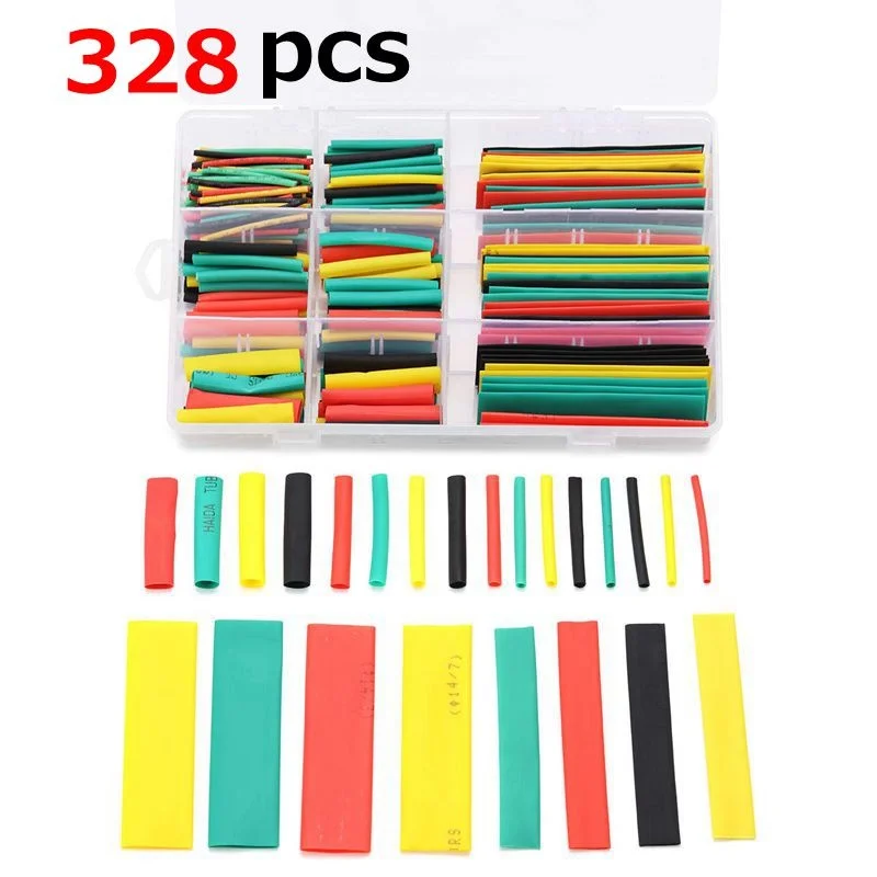 

328 шт./корт. 2:1 комплект термоусадочных трубок, электрическая термоусадочная трубка, разнообразные рукава с коробкой