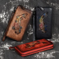 genuine leather vintage women wallet new long clutch handbag female card holder leather vegetable tanned wallets coin purses