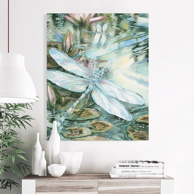 Diy Цифровая живопись окрашенные насекомые Реалистичная Стрекоза креативное