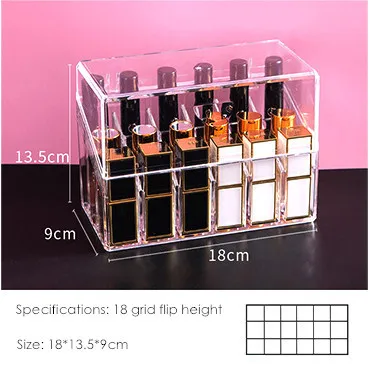 H704 18 Grid HOMETREE24 отделения прозрачная акриловая коробка макияж косметический Органайзер Губная Помада держатель коробка для хранения Органайзер для косметики H704 - Цвет: H704 18 Grid