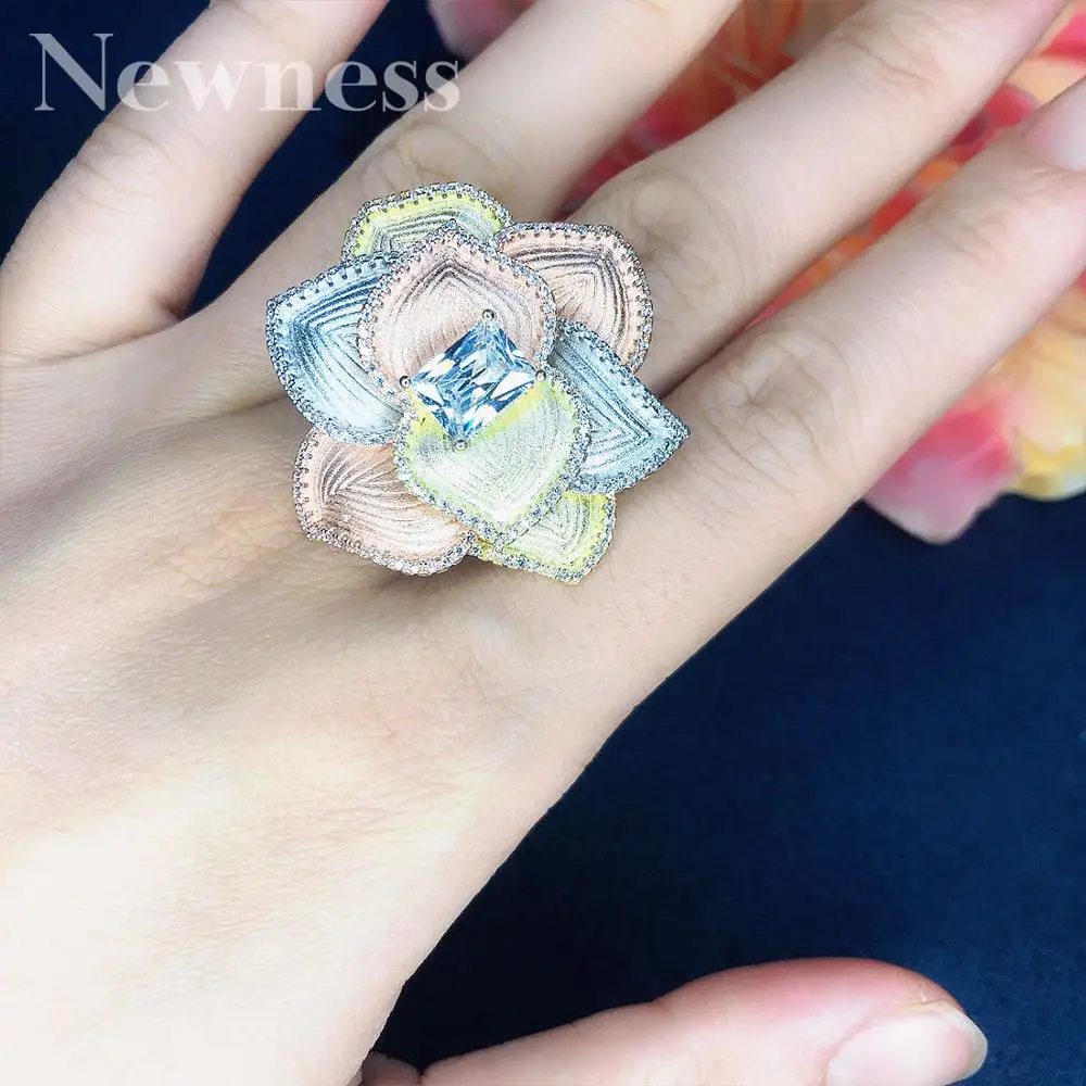 Новинка роскошный багет с фианитом крупные кольца камнями из фианита 2020 Женские