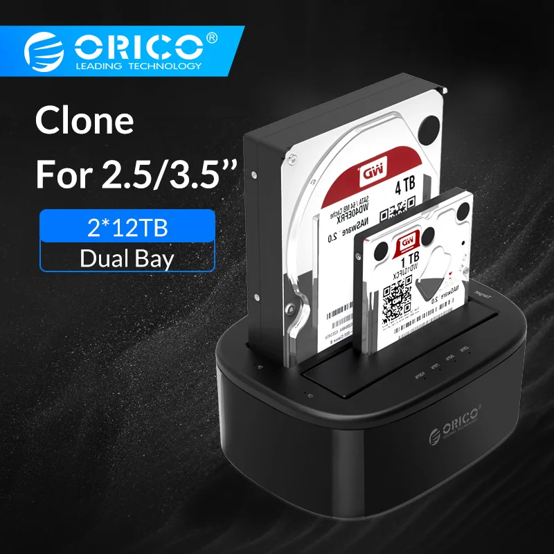 Док-станция ORICO Clone 2,5 3,5 Dual Bay SATA для USB 3,0 HDD корпус инструмент Бесплатный Дубликатор HDD чехол 24 ТБ для Windows Mac OS