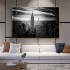 Черно-белая Картина на холсте Нью-Йорк Манхэттен, постеры и принты, Скандинавская картина на стену для гостиной