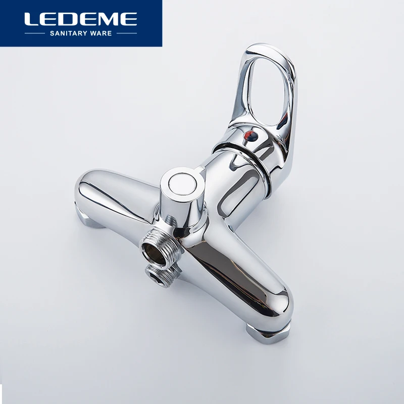 LEDEME Смеситель для ванны с длинным изливом 400мм латунь Цвет: хром L2204|head head|head showerhead