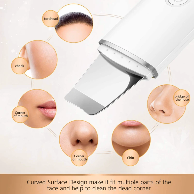 Pro ультразвуковой скребок для кожи лица Чистка Пор Черноголовых чистого шпатель