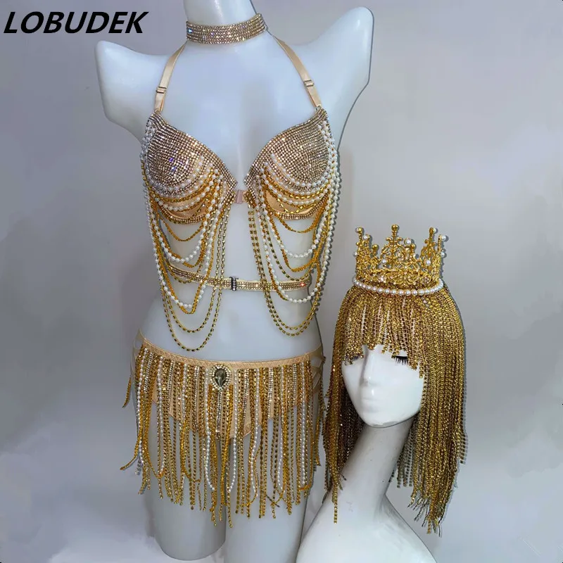 

Женский танцевальный костюм, бикини с бисером и кисточками