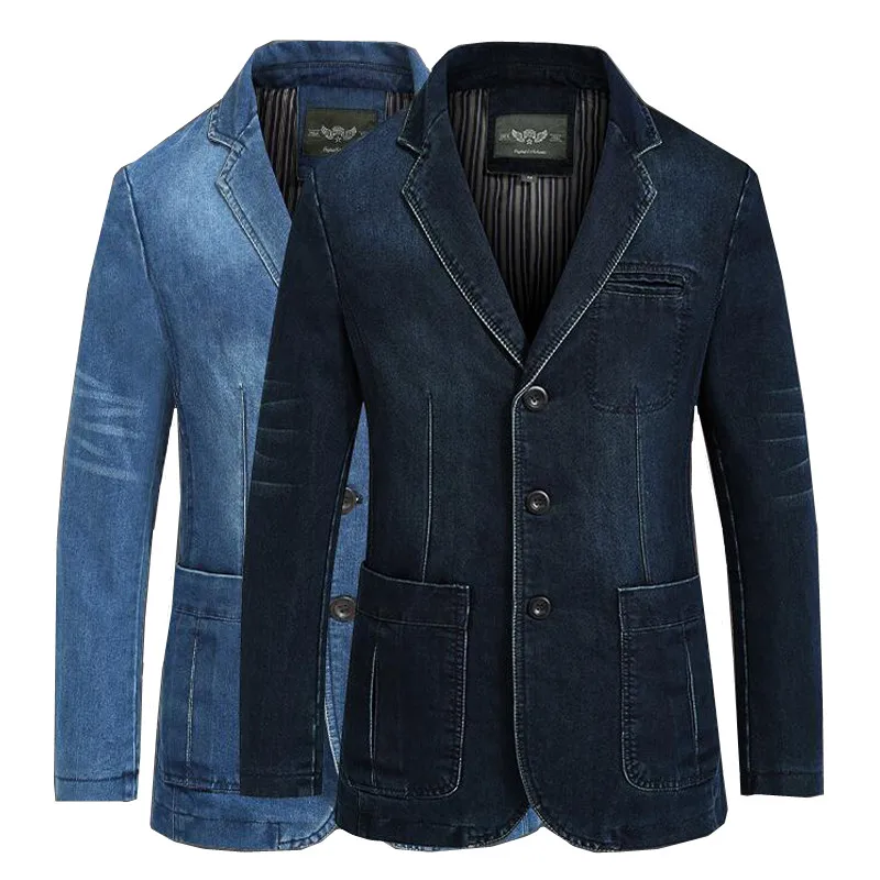 

2021 Fall Denim Jacket Suit Jacket Men's Cotton Men's Denim Business Casual Jacket Men's Jeans Jacket Brand Large Size Blazer