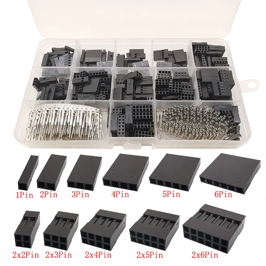 

620pcs Dupont Connector 2.54mm , Dupont Cable Jumper Wire Pin Header Housing Kit, Male Crimp Pins+Female Pin Terminal Connector