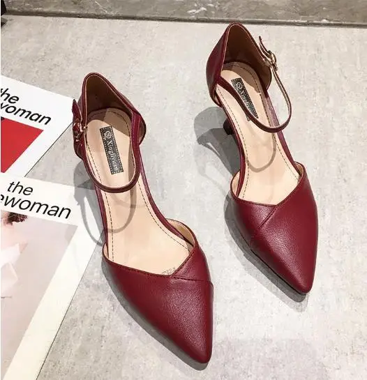 Женские босоножки на высоком каблуке красные туфли лодочки с острым носком и