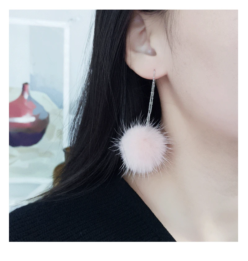 Silver925 пушистые серьги-капли для женщин классические высококачественные женские