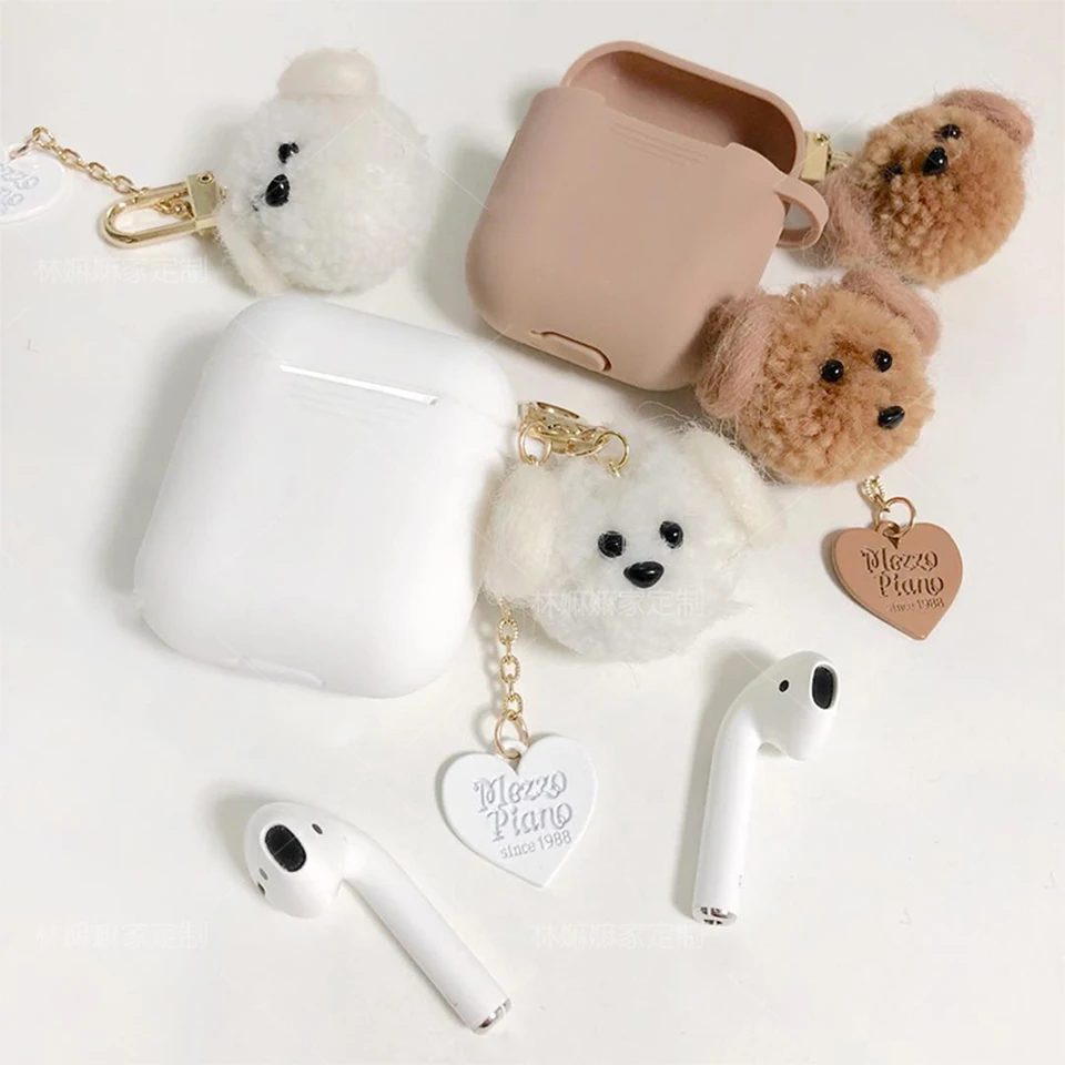 

Cute High Quality Soft Teddy Dog Case for Apple AirPods 1 2 Case Accessories Bluetooth Earphone Protect Cover Bag Keyring Gifts