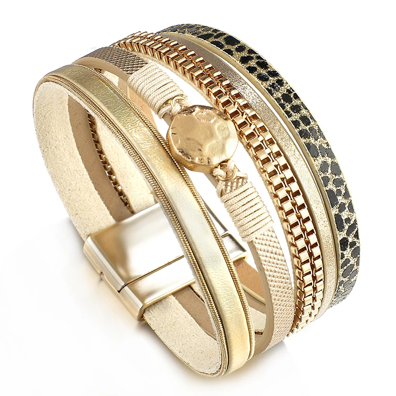 Amorcome из змеиной кожи кожаные браслеты нержавеющей стали для женщин 2020 модный