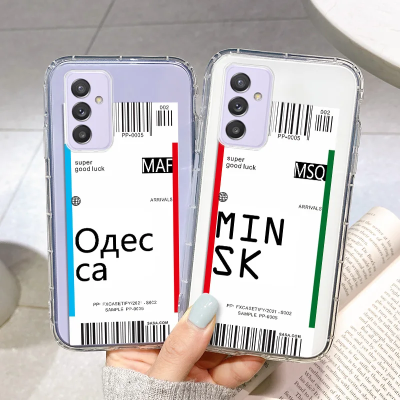 Travel Ticket Label Case For Samsung A51 A52 Case Silicone Cover For Samsung Galaxy A52S A70 A50 S A50S A30S Cases A 72 5G Funda