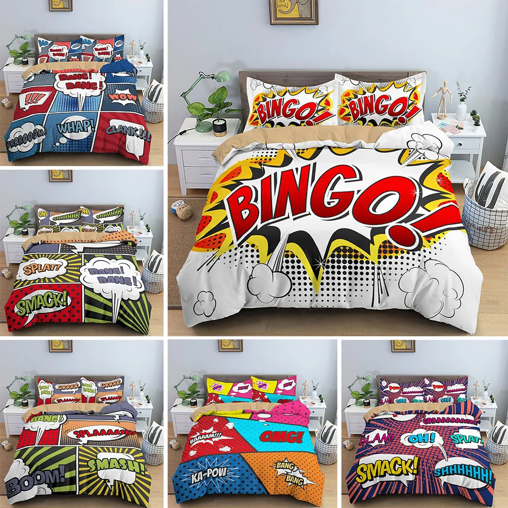 Комикс Ретро стиль постельные принадлежности роскошные пододеяльник набор