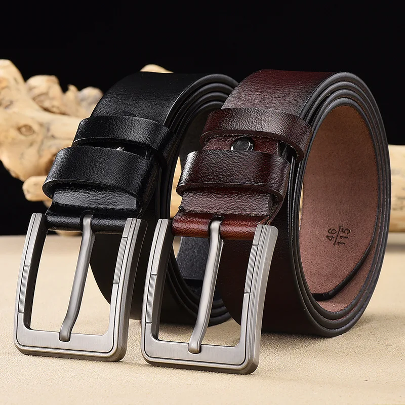 

New Style Men's Belt Leather Belt Men's Retro Pin Buckle Top Cowhide Genuine Leather Belt Man