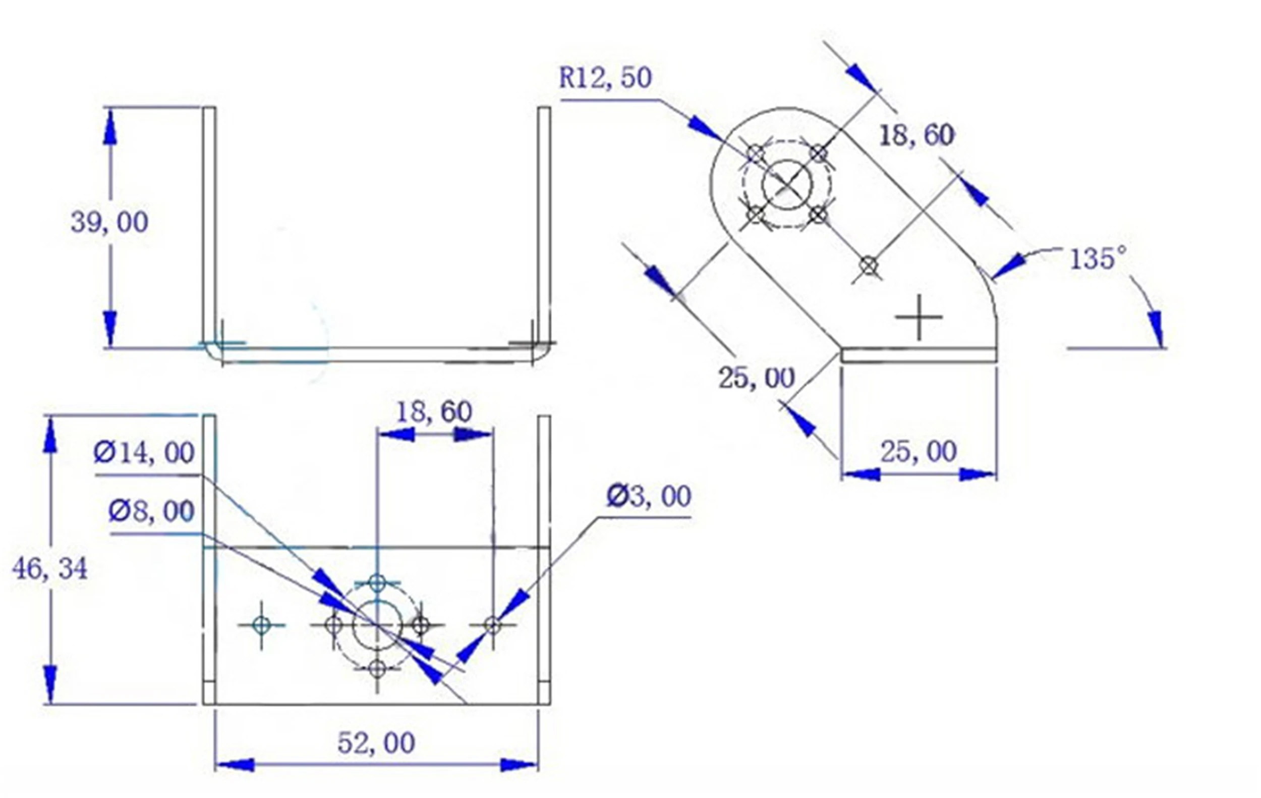 Наклонная U образная металлическая подставка с сервоприводом Алюминиевая