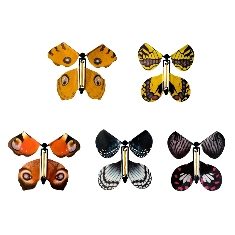 

5PCS/Pack Simulation Butterflies Toy Outdoor Flying Toy Interactive Greeting Card Decoration Kids Boys Girls Magic Props