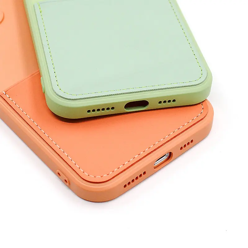 

Candy Color Silicone Phone Case For iPhone 12Mini SE 2020 11 Pro Max XS X XR 6 7 8 Plus Wallet Card Holder Soft Shockproof Cover