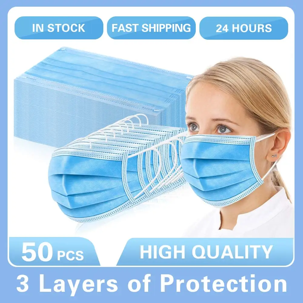 Маска Защитная одноразовая 3-слойная с ушными петлями и фильтром | Красота