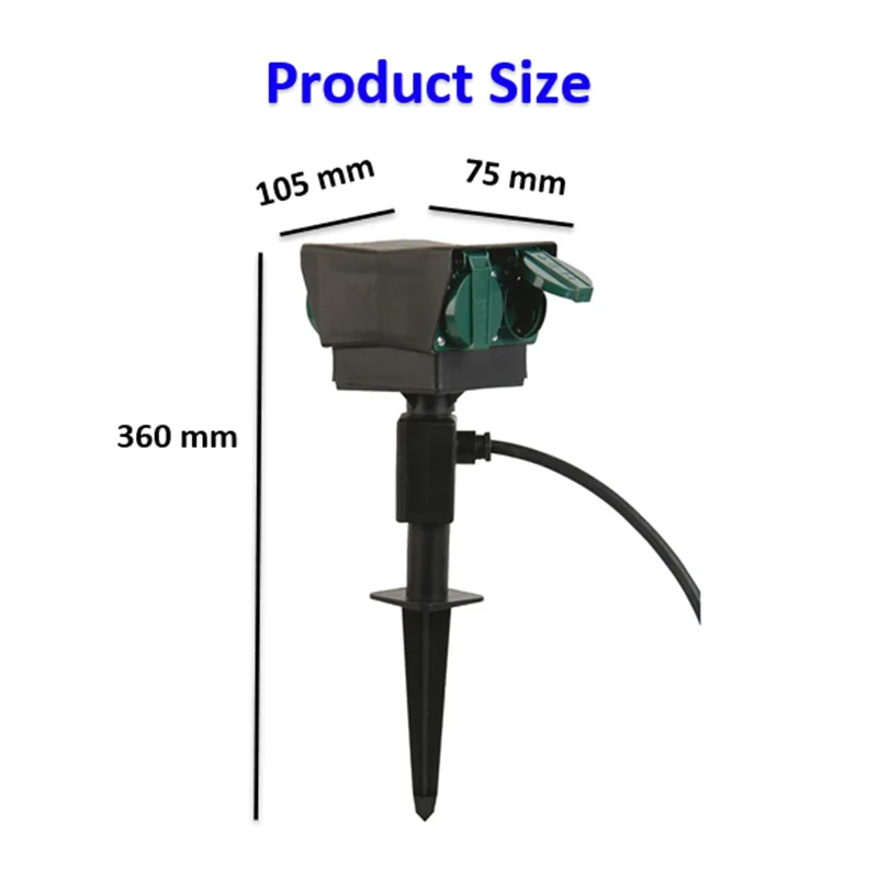 Уличная двухсторонняя вилка европейского стандарта с заземляющими шипами 3680 Вт