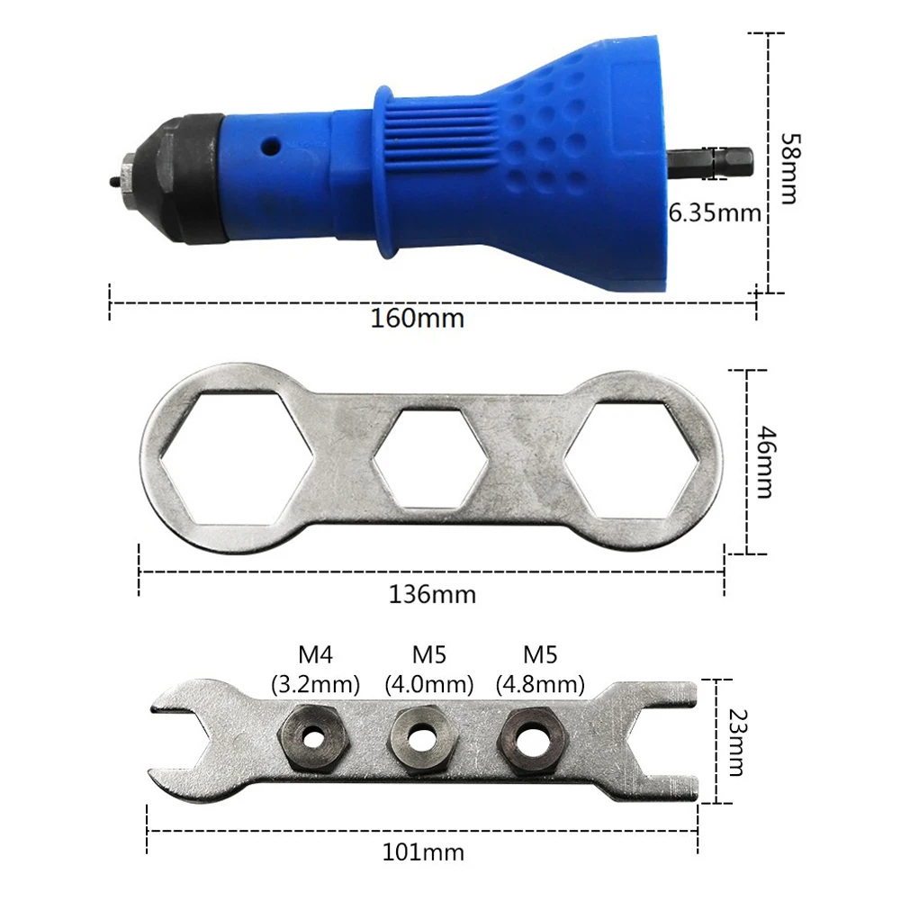 

Electric Rivet Nut Gun Rivet Nut Tool Cordless Adapter Rivet Drill Bits Set Nut Gun Insert Threaded Pull Setter 6pcs