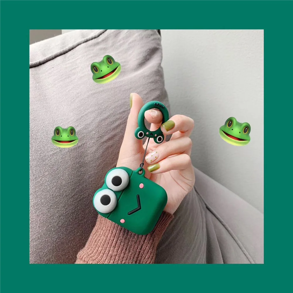 Cute Cartoon Earphone Case For Airpods 2 Cover Soft Silicone Slim Earphone Cover For Airpods Case Bag Protective Strap or Hook - Цвет: GJ0489