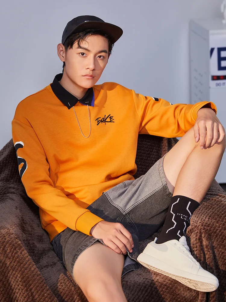 

Свитер Erke, новинка сезона осень-зима 2021, мужской модный спортивный пуловер с круглым вырезом в стиле ins для отдыха