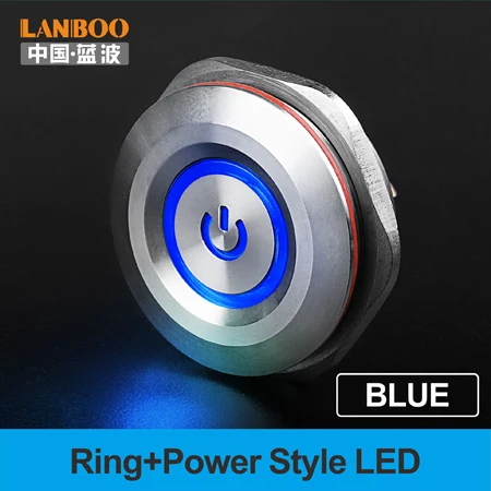 Blue LED Power LANBOO 40 мм кнопочный переключатель вкл. Выкл. 1NO1NC SPST или 2NO2NC DPDT водонепроницаемый переключатель с разъемом провода - Цвет: Blue LED Power