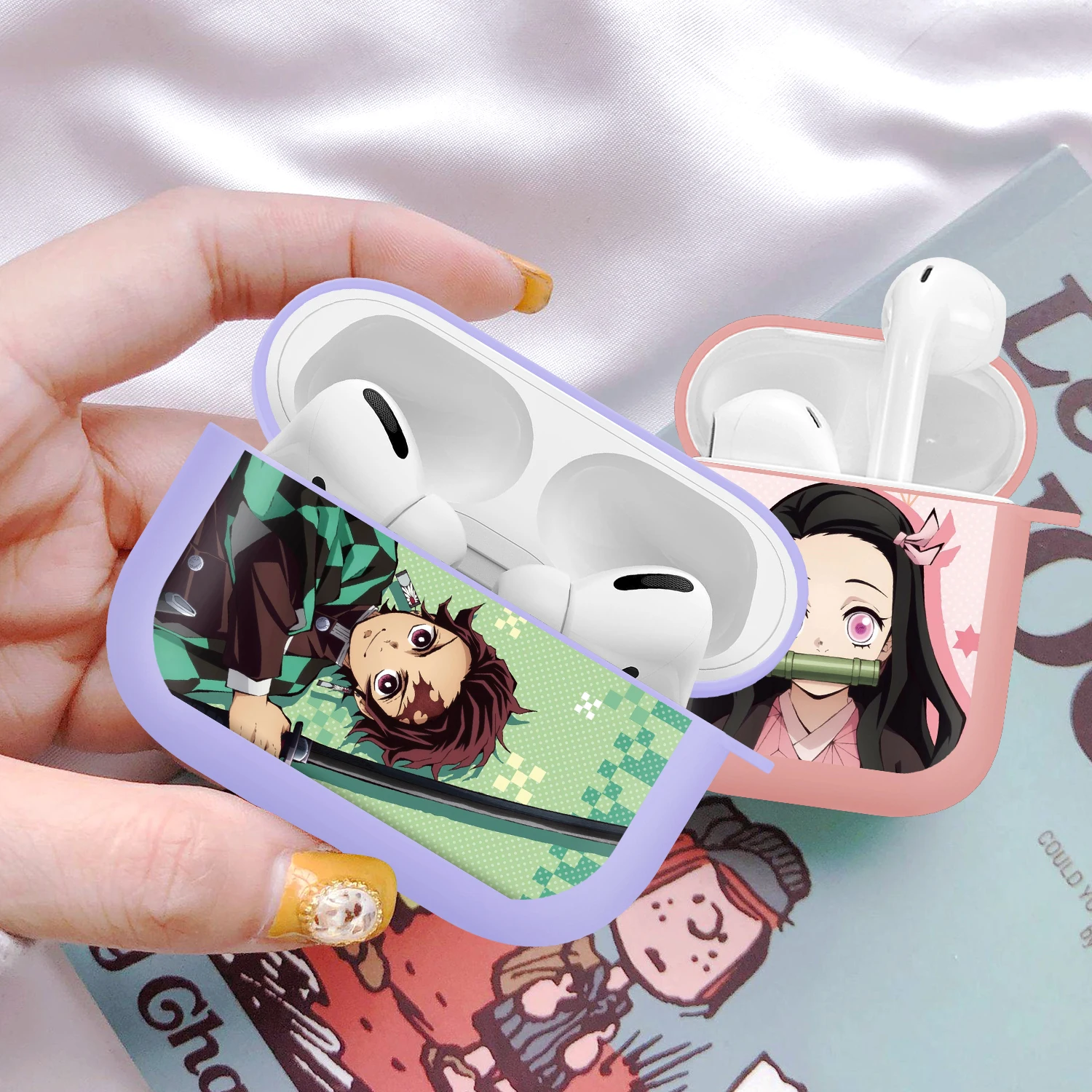 Чехол для наушников Airpods 1/2 с мультяшным японским аниме рассекающий демонов