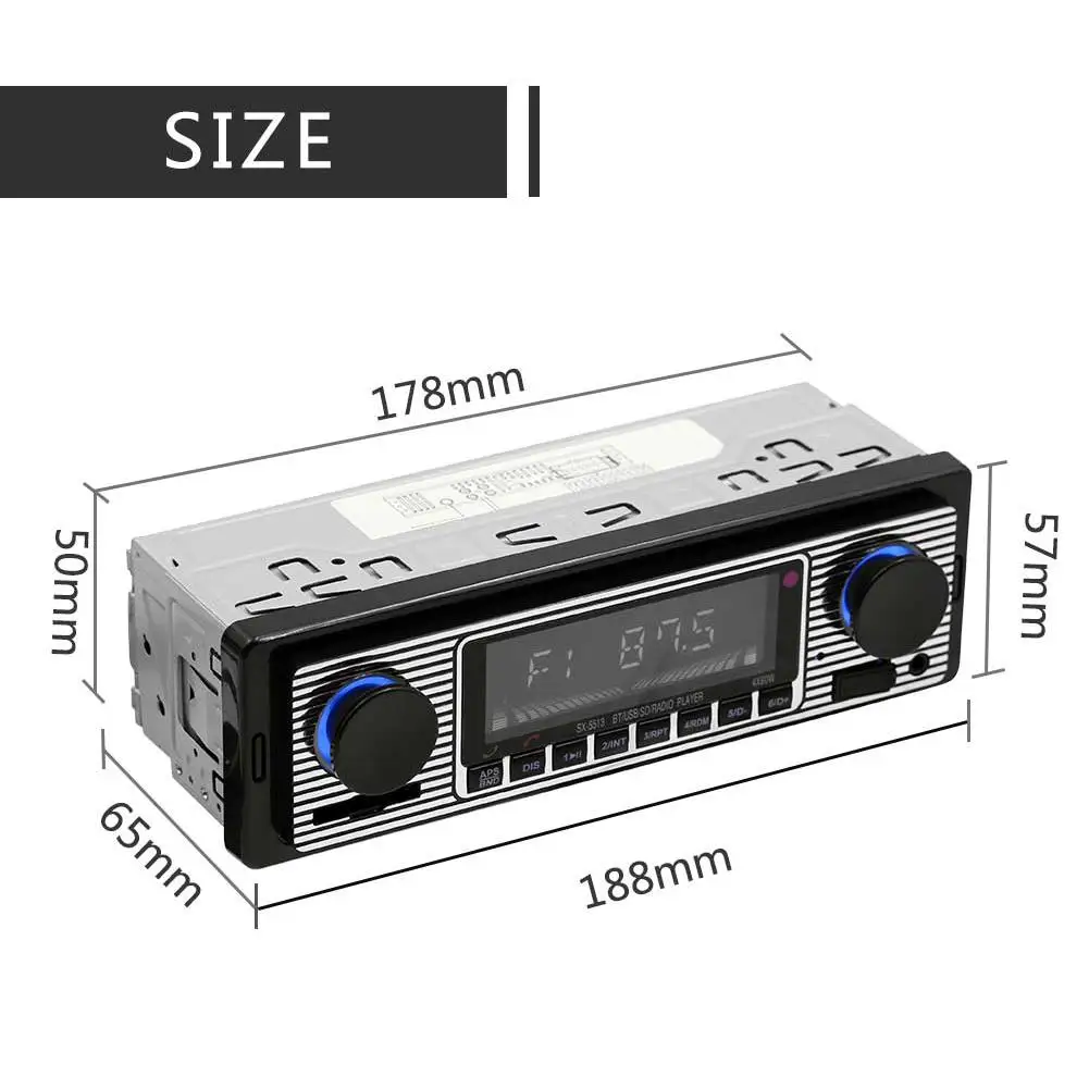 HiMISS Bluetooth винтажный автомобильный Радио MP3-плеер Стерео USB AUX классический автомобильный стерео аудио