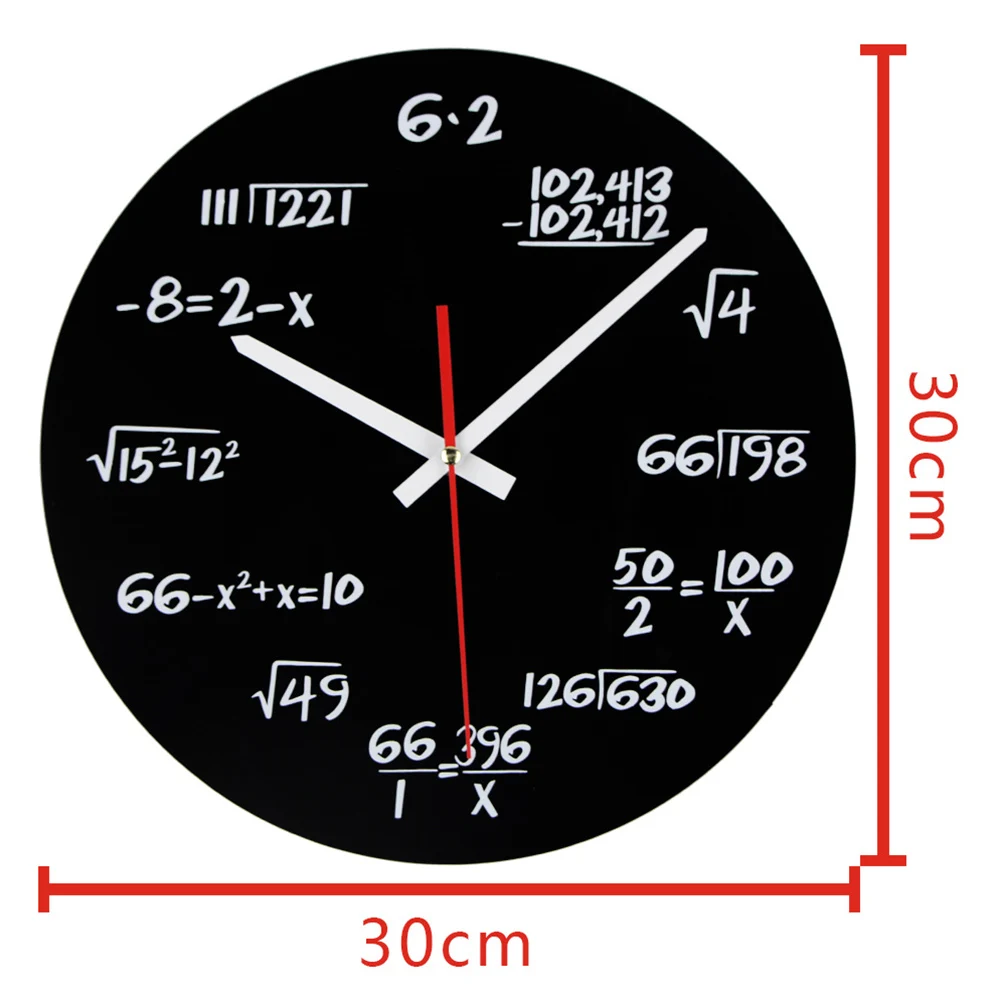 Acrylic Wall Clock Math Equation Modern Each Hour Marked By a Function |