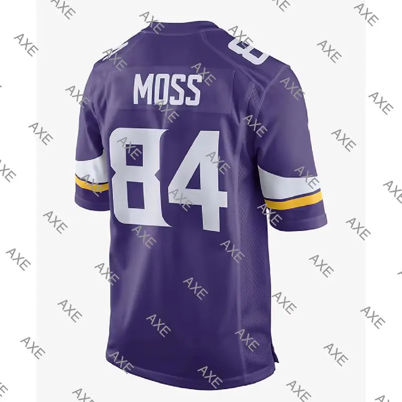 

Embroidery Letters American Football Jersey Randy Moss Men's Minnesota Purple White Player Jersey