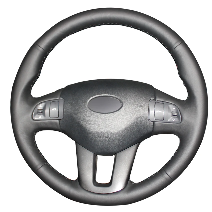 

Hand Sew Black Genuine Leather Car Steering Wheel Cover for Kia Sportage 3 2011 2012 2013 2014 Kia Ceed Cee'd 2010 2011 2012