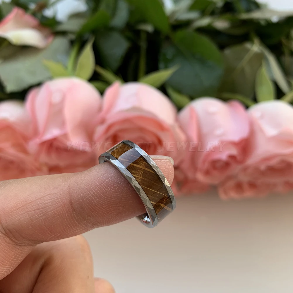 Новый стиль 8 мм вольфрамовое молотковое кольцо для мужчин женщин виски баррель