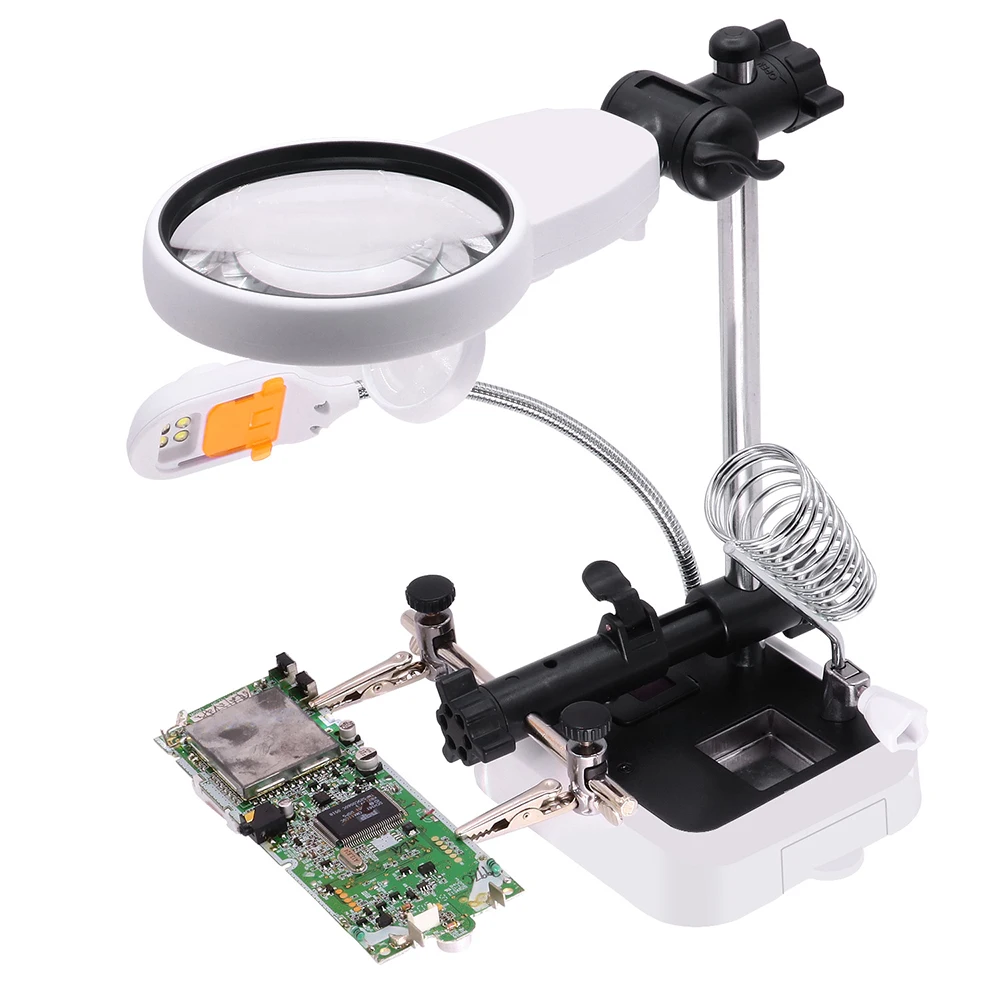 Сварочное увеличительное стекло 6 светодиодный Вспомогательный зажим Лупа 3 в 1