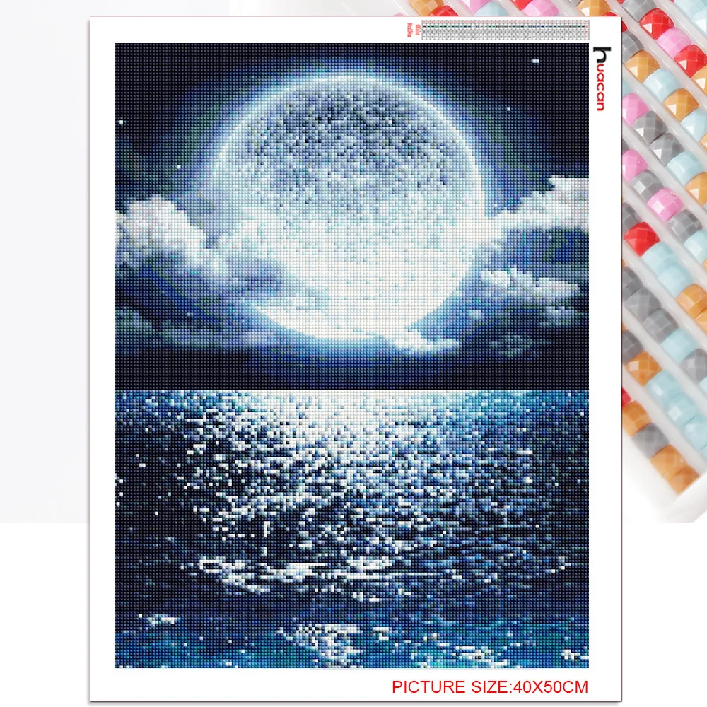 Huacan Набор для алмазной вышивки Луна алмазная мозаика картина стразами пейзаж