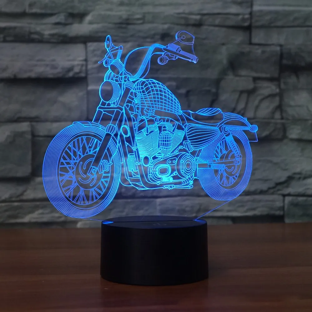 

Motorcycle Acrylic 3d Hologram Lamp Change Night Light Touch Remote Control Switch LED USB Desk Lamp Atmosphere Lamp