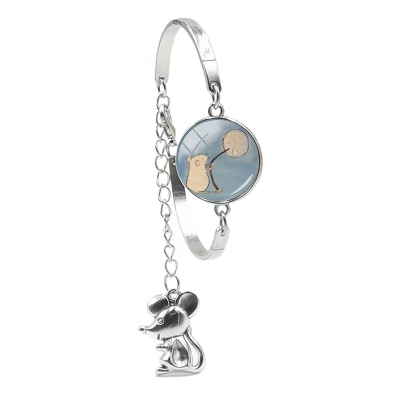 Hot! 1pcs 2020 Handmade New Ladies Bracelet Cute Cartoon Mouse Pendant Painting Glass Convex Girl Gift Jewelry | Украшения и