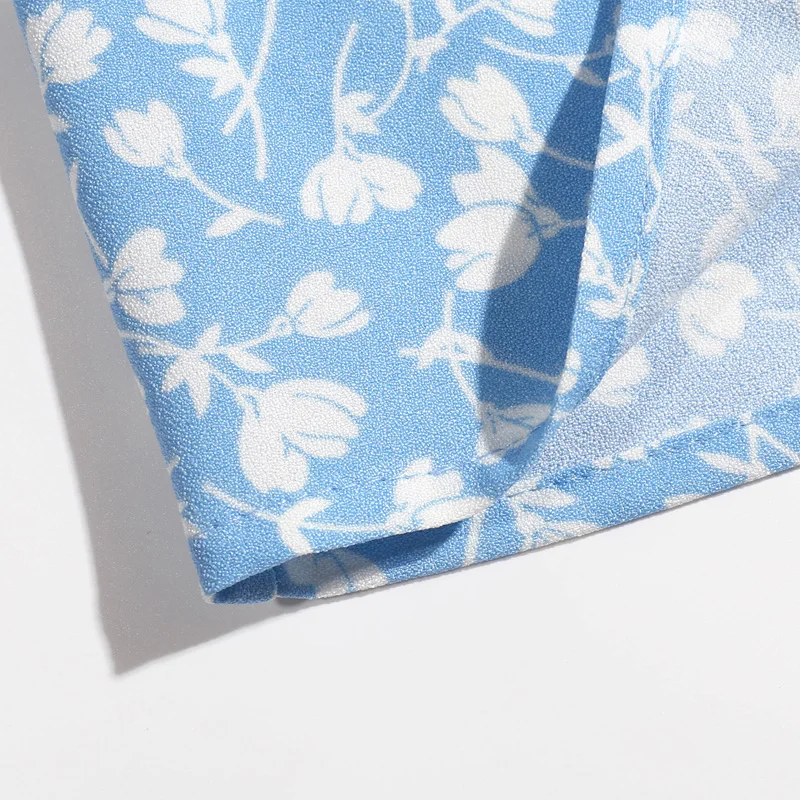 

2021 Summer Slim-fit Pleated Side Slit Printed Skirt Women's Casual Floral Print High-waist Button-decorated Skirt