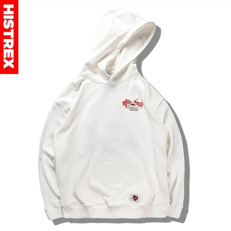 Вышитый японский журавль Харадзюку 100 хлопковые мужские толстовки для женщин