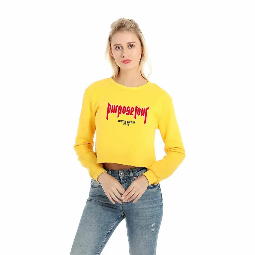 

Women's Hoodies Purpose Tour Fashion Letter Printed Pullover Cotton Hoodies Female Long Sleeve Crop Tops Spring Ladies Sweatshir