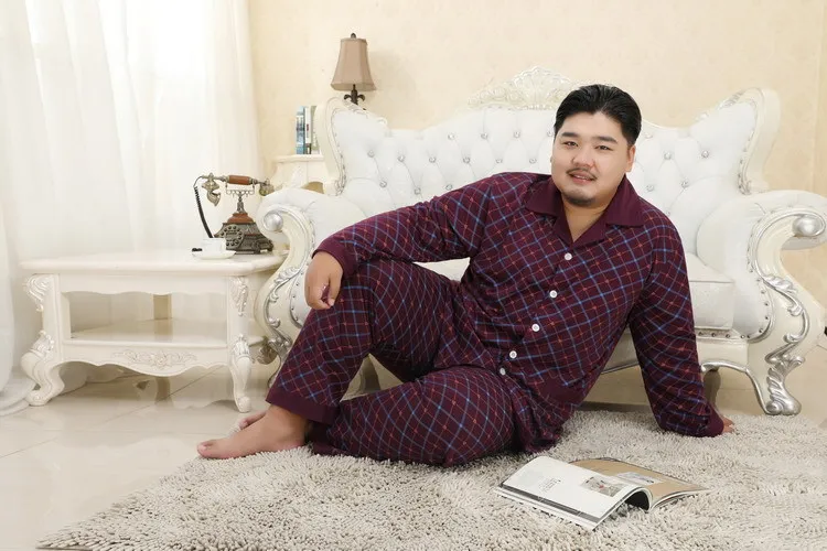 Новая распродажа 140 кг XXXXXL плюс размер хлопок пижамные комплекты мужские пижамы простые пижамы homme Повседневная Ночная одежда для мужчин
